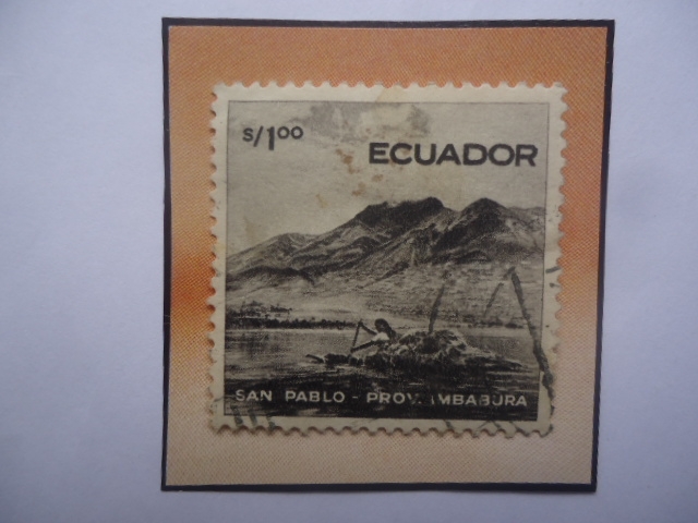 San Pablo- Provincia Imbabura- Ríos y Paisajes- sello de 1,00 S/. Sucre año 1956.