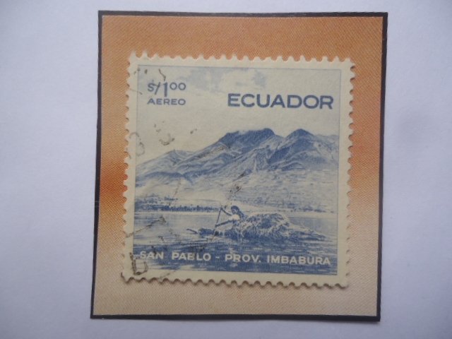 San pablo - Provincia Imbabura- Ríos y Paisajes- sello de 1,00 S/. Sucre año 1956.