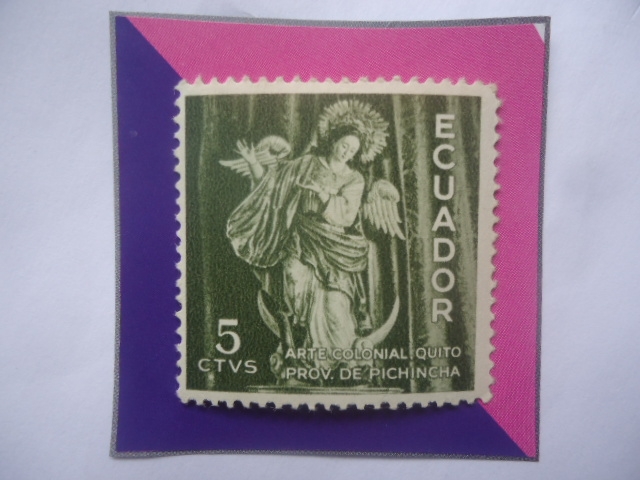 Arte Colonial. Quito- Serie: Virgen de Quito- Sello de 5 Ctvs. Año 1959.