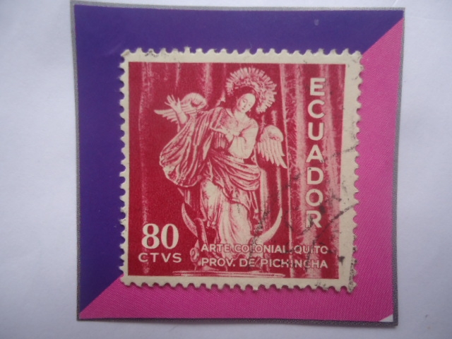 Arte Colonial. Quito- Serie: Virgen de Quito- Sello de 80 Ctvs. Año 1959.