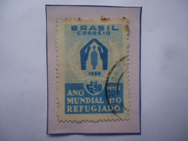 Año Mundial Do Refugiado. Año 1960- Emblema- Sello de 6,50 Cruzeiros.