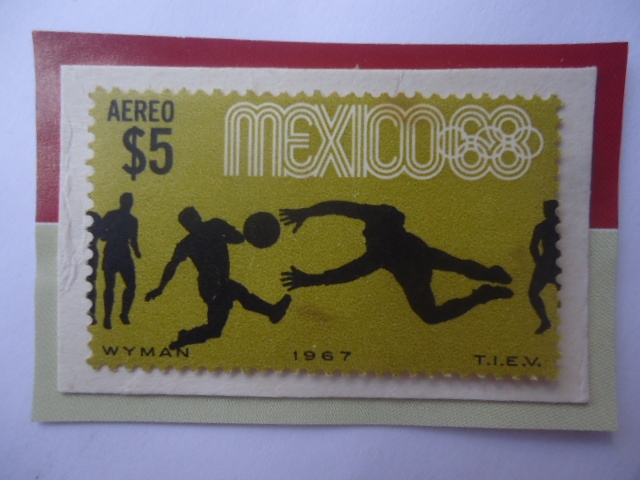 Fútbol - Serie: Juego Olímpicos  de Verano 1968- Ciudad de México (IV)- Sello de 5 $ Pesos,Mx.
