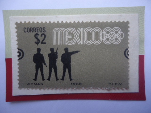 Tiro con Pistola- Serie: Juego Olímpicos  de Verano 1968- Ciudad de México (III)- Sello de 2 $ Pesos