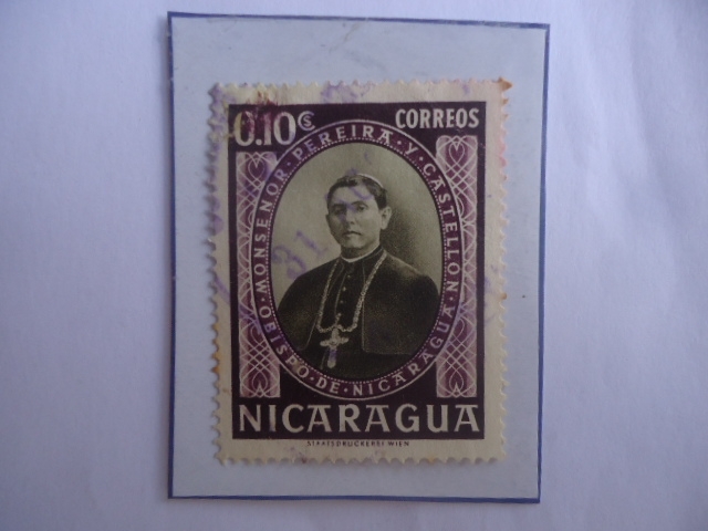 Monseñor Simeón Pereira y Castellón (1863-1921) - Obispo de NIcaragua  Sello de 0,10 Córdoba Nicarag