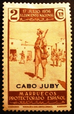 Cabo Juby. Sellos de Marruecos. Alzamiento Nacional. Habilitados