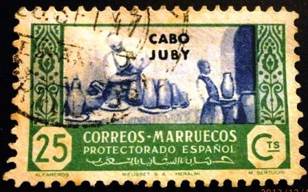 Cabo Juby. Sellos de Marruecos español, sobrecargados. Artesanía