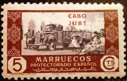 Cabo Juby. Sellos de Marruecos español sobrecargados. Comercio