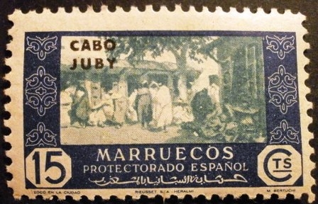 Cabo Juby. Sellos de Marruecos español sobrecargados. Comercio