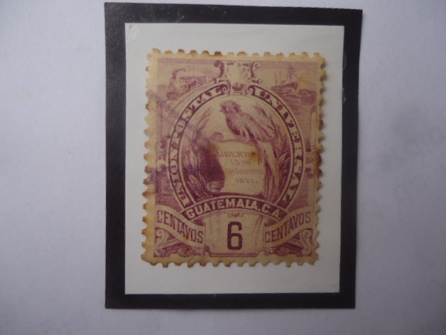Escudo de Armas- Serie: Escudo de Armas 1871-1968- Sello de 6 Ctvos.Guatemaltecos, año 1895