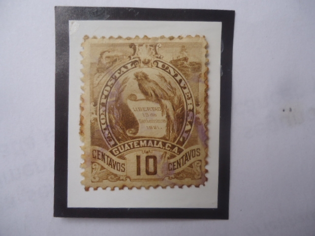 escudo de Armas- Serie: Escudo de Armas 1871-1968- Sello de 10 Ctvos.Guatemalteco, año 1900