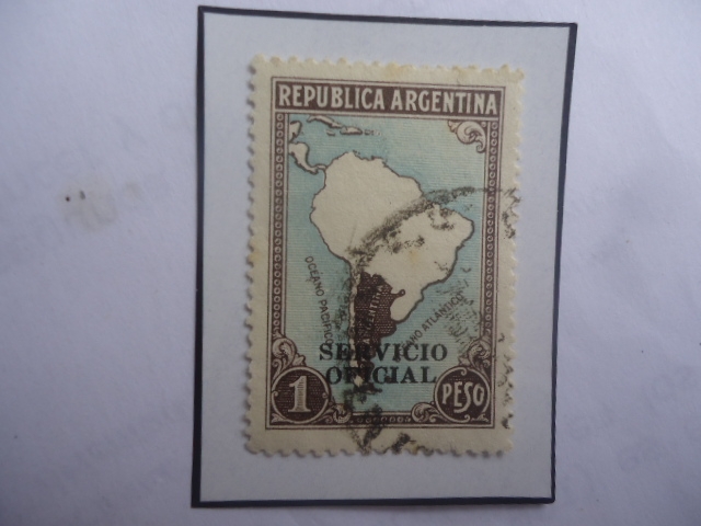 Mapa América del Sur y Rep.de Argentina-Serie:Oficial-Sobreimpreso con 
