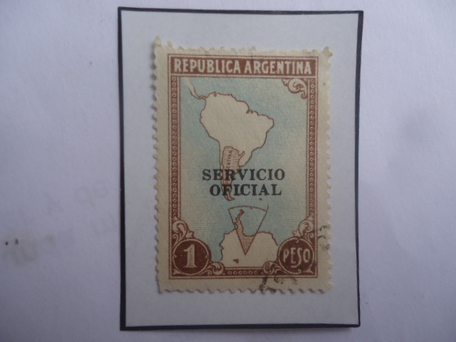 Mapa de América del Sur-Argentina y la Antártida-Serie:Oficial-Sobreimpreso, Año 1952.