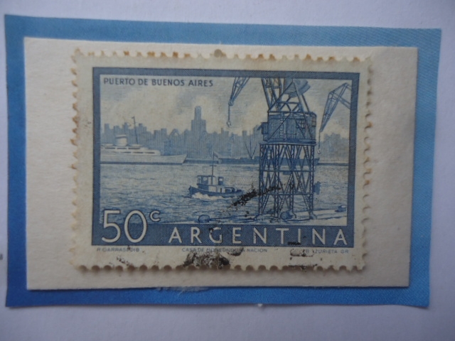 Puerto de Buenos Aires -Sello de 40 Ctvos. Arg. Año 1956