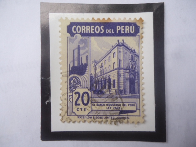 El Banco Industrial del Perú- Motivos del país- sello de 20 Cts. Año 1949.