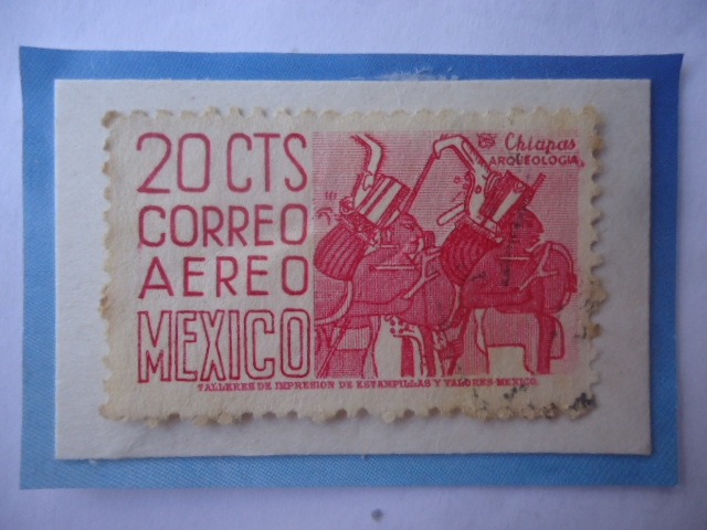 Chiapas (Estado Mexicano)- Arqueología- Sello de 20 Cts. Año 1950.