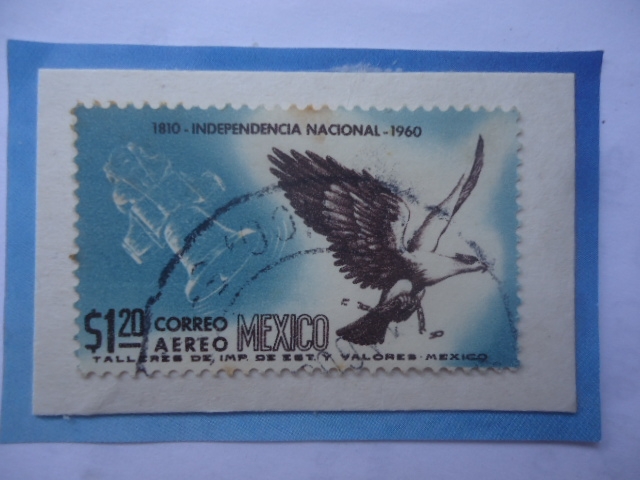 150 Años de la Independencia 1810-1960 - Águila Real- Sello de 1,20 Pesos Mexicano, Año 1960.