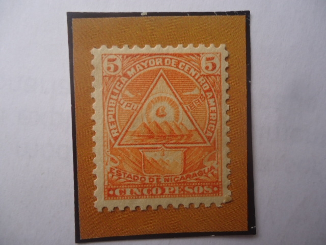 U.P.U.1898-Republica Mayor de Centro América-Estado de Nicaragua-Escudo de Armas.