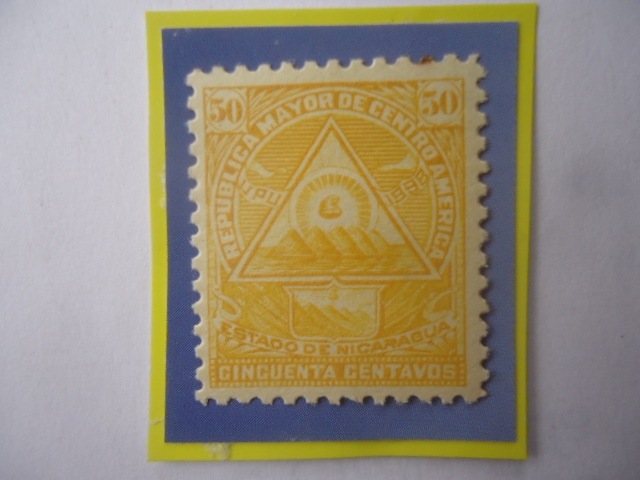 U.P.U.1898-Republica Mayor de Centro América-Estado de Nicaragua-Escudo de Armas.