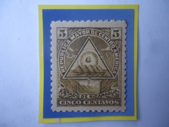 U.P.U.1898-Republica Mayor de Centro América-Estado de Nicaragua-Escudo de Armas.