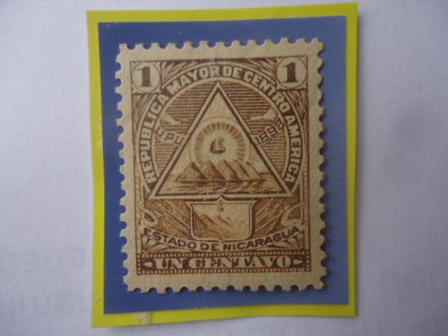 U.P.U.1898-Republica Mayor de Centro América-Estado de Nicaragua-Escudo de Armas.