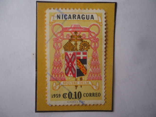 Visita del Cardenal Francis Joseph Spellman a Managua-Escudo de Armas-Sello de 0,10Ct.Córdoba.
