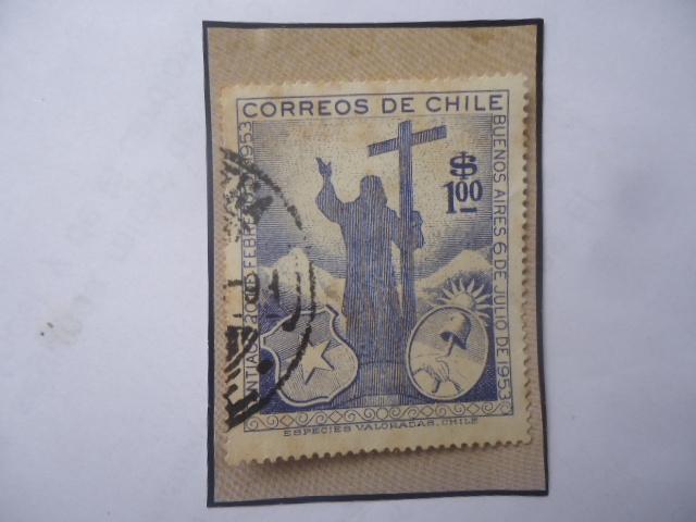 Visita del Presidente Juan D.Perón a Chile(Santiago 20 de Feb.195)- Cristo de los Andes.