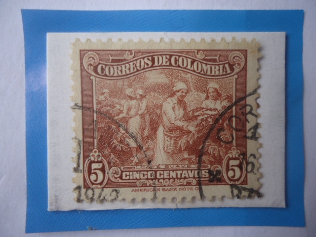 Café Suave- Serie: 1939-1949- sello de 5 Ctvs. Año 1939-Las Caponeras.