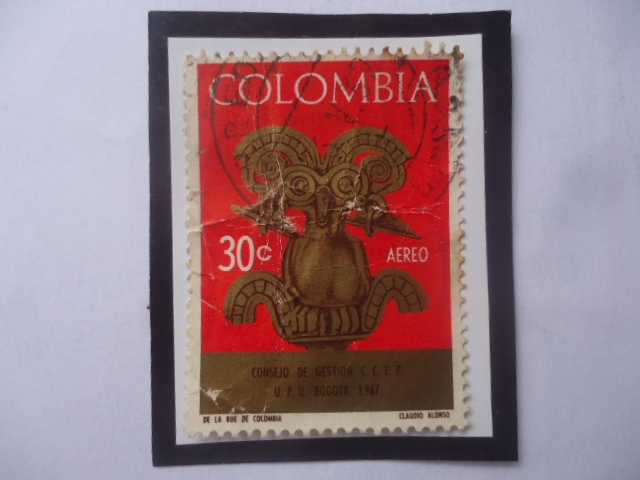 Poporo- Consejo de Gestión C.C.E.P.- U.P.U. Bogotá 1967- Sello de 30 Ctvs. Año 1967.