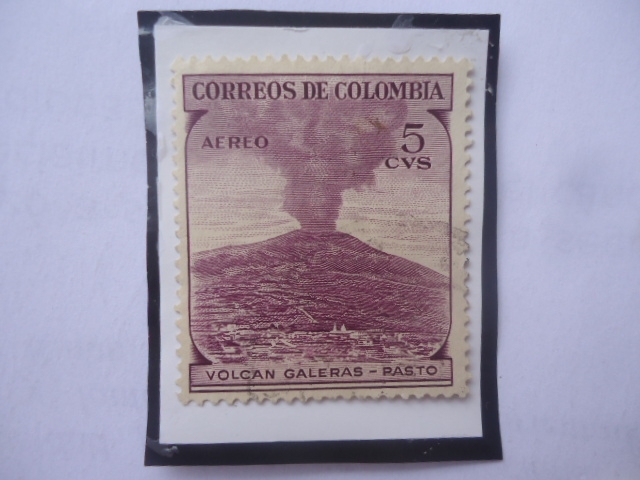Volcán Galeras-Pasto- Sello de 5 Ctvos-Serie Proción del Turismo. Año 1954.