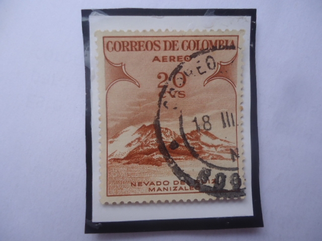 Nevado del Ruiz, 5.311 Mts-Manizales-Caldas-Sello de 20 Ctvs. Año 1954-Serie:Promoción del Turismo. 
