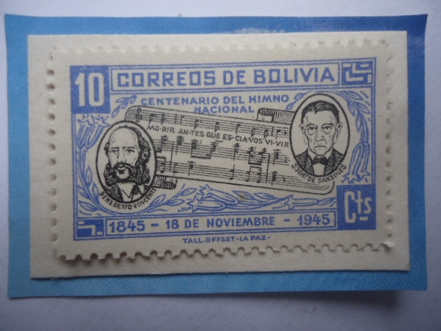 Centenario del Himno Nacional (1845-1945)-Benedetto Vincenti (Música y José de Sanjinés (Letra). 