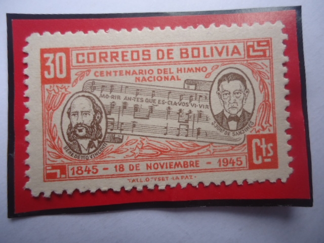 Centenario del Himno Nacional (1845-1945)-Benedetto Vincenti (Música y José de Sanjinés (Letra). 