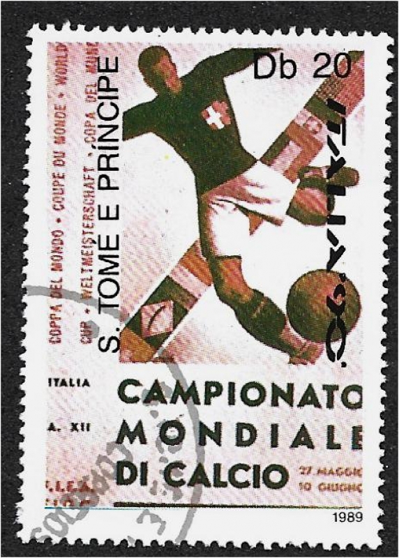 Campeonato Mundial de Fútbol de 1990, Italia. Jugador pateando la pelota, 1934