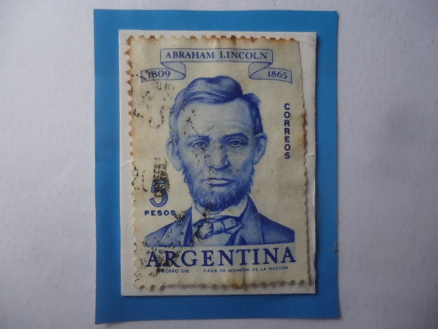 Abraham Lincoln (1809-1865)-Decimosexto Pres. (1861/6)-Sello de 5 Pesos. Año 1960