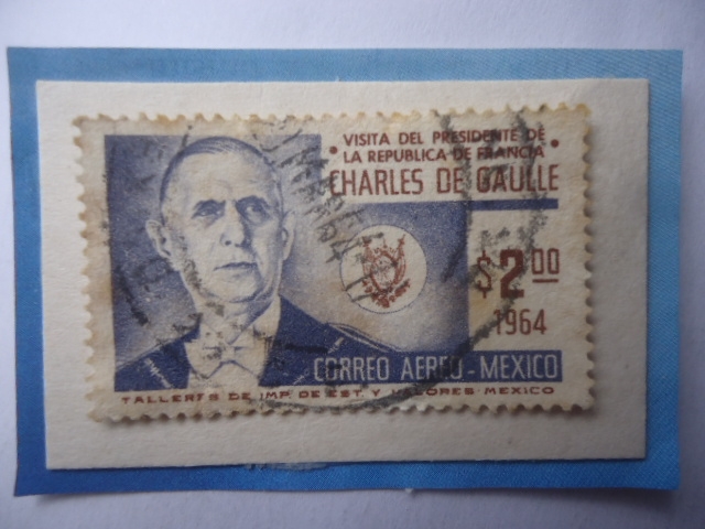 Charles de Gaulle-Visita del Presidente de Francia - Sello de $2 Año 1964.