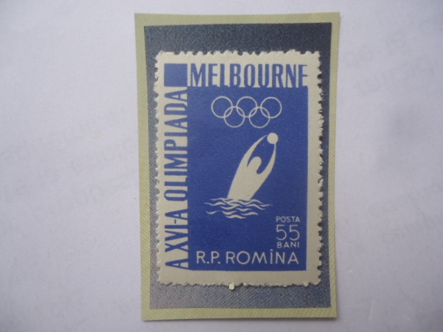 Waterpolo-Juegos Olímpicos de Verano 1956- Melbourne- Sello de 55 bani 
