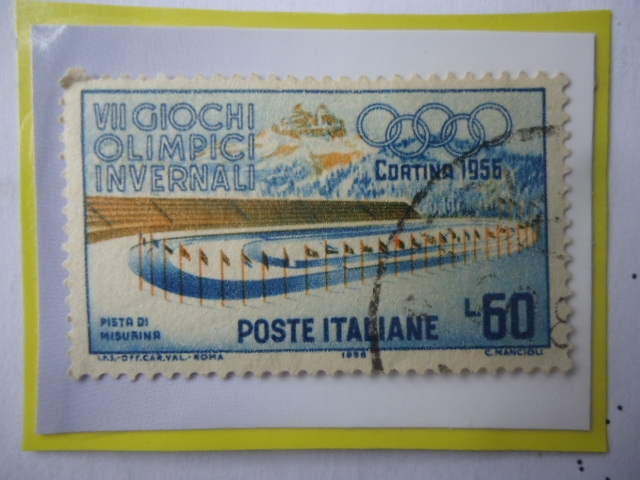 Cortina d´Ampezzo 1956- Pista de Cortina- Juegos Olímpicos de Invierno 1956- Anillos Olímpicos- Pist