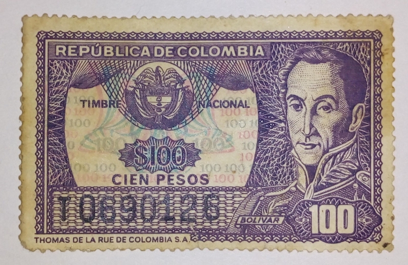 Estampilla Timbre Nacional $100 Bolivar