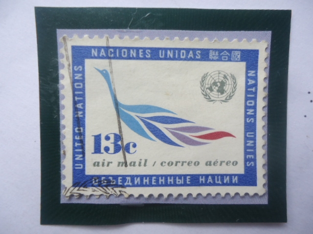 Correo Aéreo - Airmail - naciones Unidas-Sello de 13 Cént.USA, año 1963
