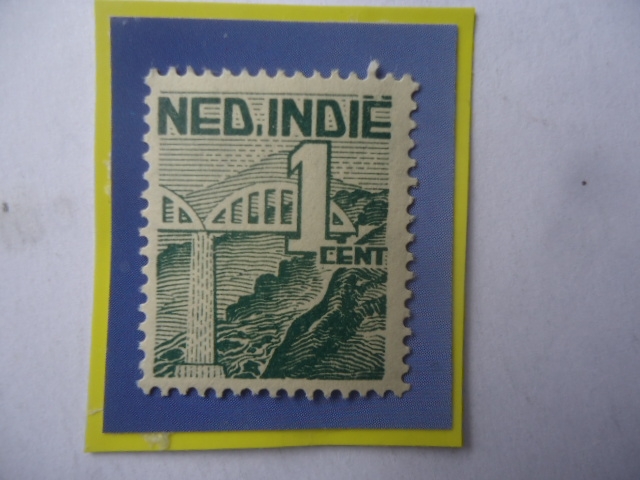 Indias Orientales Neerlandesas - Viaducto Ferroviario- Puente- Sello de 1 Ct. año 1946/49.