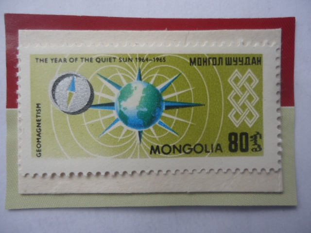 Año Internacional del Sol (1964/65)-Magnetismo- Sello de 80 Möngö. Año 1965.