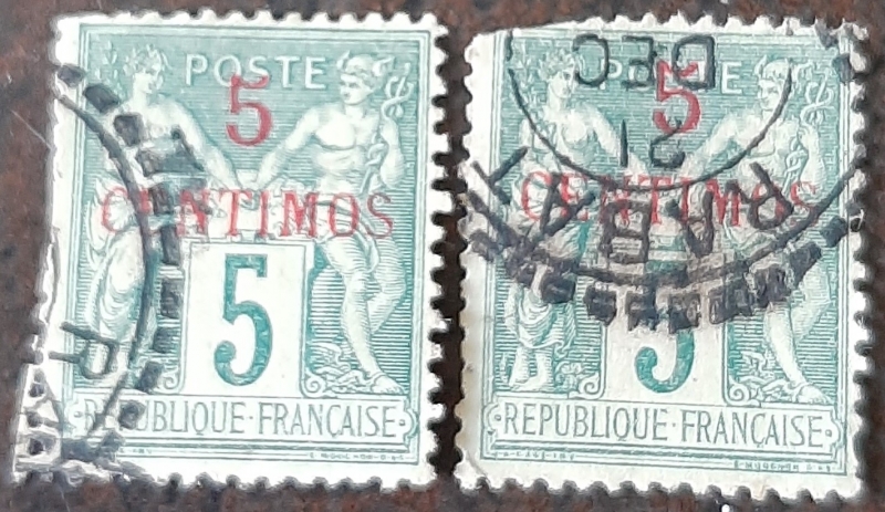 MARRUECOS FRANCÉS 1891 Oficina Francesa Tipo Sage (Tipo II)