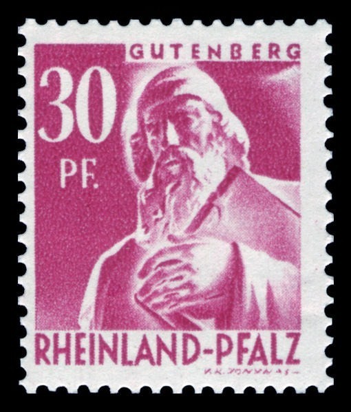 Zona de ocupación francesa Renania Palatinado. 9 Estatua de Johann Gutenberg