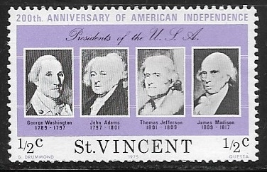 Presidentes Washington, John Adams, Jefferson and Madison