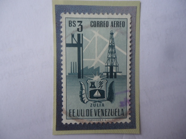 EE.UU. de Venezuela- Estado de Zulia - Escudo de Armas- Plataformas t Torres Petrolíferas.
