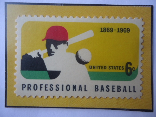 Professional Baseball - 100 Aniversario del Beisbol Profesional (1869-1969)- Sello de 6 Cents. de US