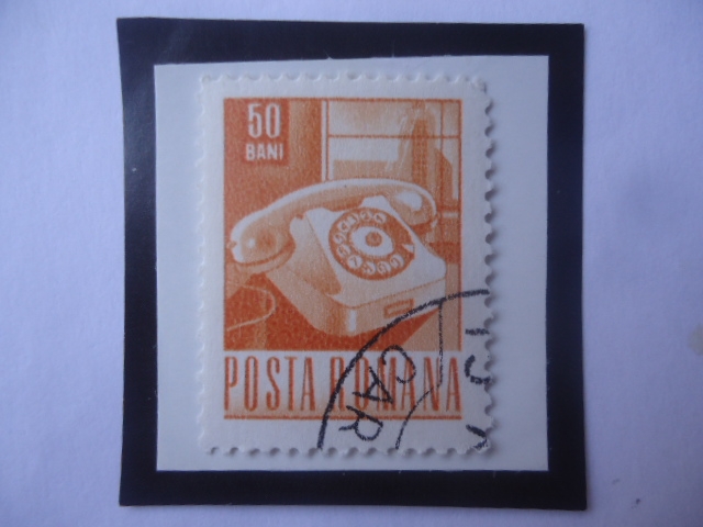 Teléfonos-Telecomunicaciones - Serie: Postal y Transporte- Sello de 50 Ban Rumano. Año 1968.