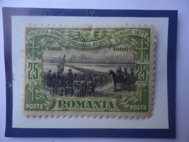 El Ejercito Rumano Cruza el Danubio (1877) - 40°Aniversario del Reinado de Villancico (1866-1906)