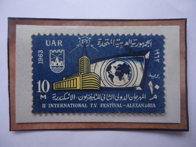 UAR - 2°Festival Internacional de Televisión de Alejandría- Sello de 10 Millieme Egipcio Año 1963.