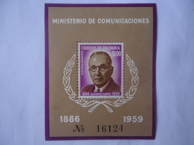 Ministerio de Comunicaciones-Emisión de Lujo-Alfonso López Pumarejo (18861959) 75°Aniv de su Nacimie